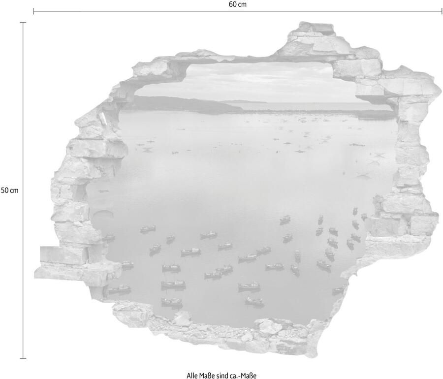 Queence Wandfolie Boten Muursticker muurdecoratie zelfklevend 3D muurdurchbraak (1 stuk) - Foto 2