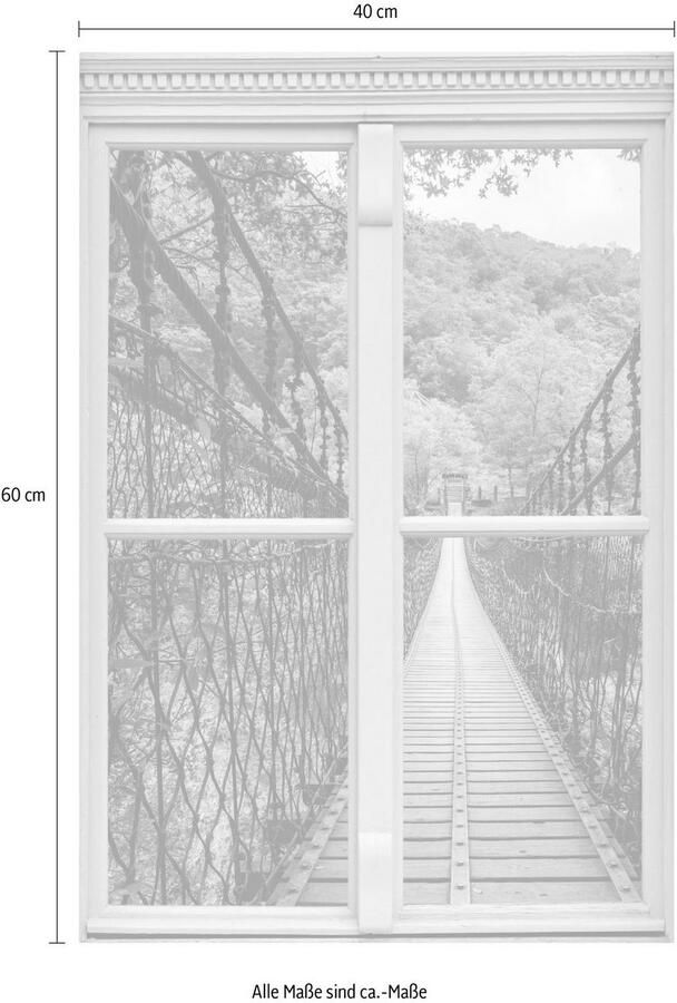 Queence Wandfolie Brug Muursticker muurdecoratie zelfklevend 3D raam - Foto 2