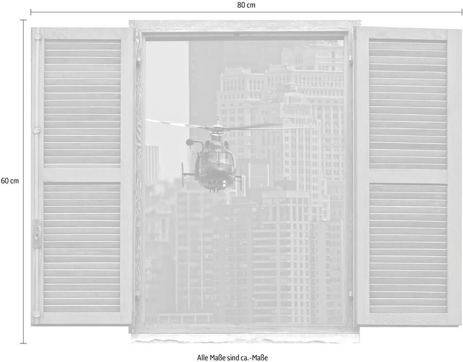 Queence Wandfolie Grote stad Muursticker muurdecoratie zelfklevend 3D raam (1 stuk) - Foto 3