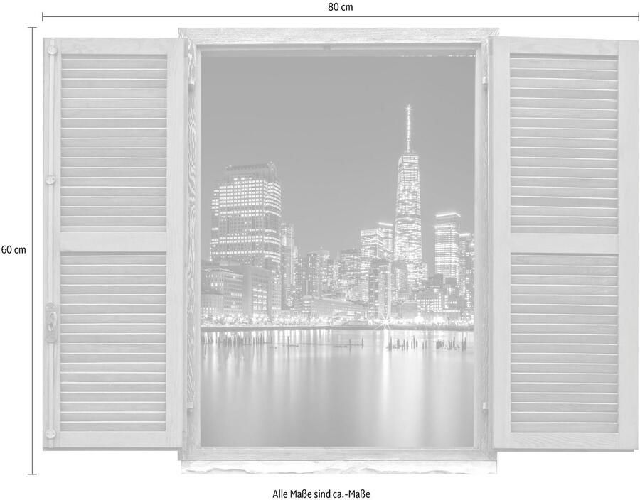 Queence Wandfolie Grote stad Muursticker muurdecoratie zelfklevend 3D raam (1 stuk) - Foto 3