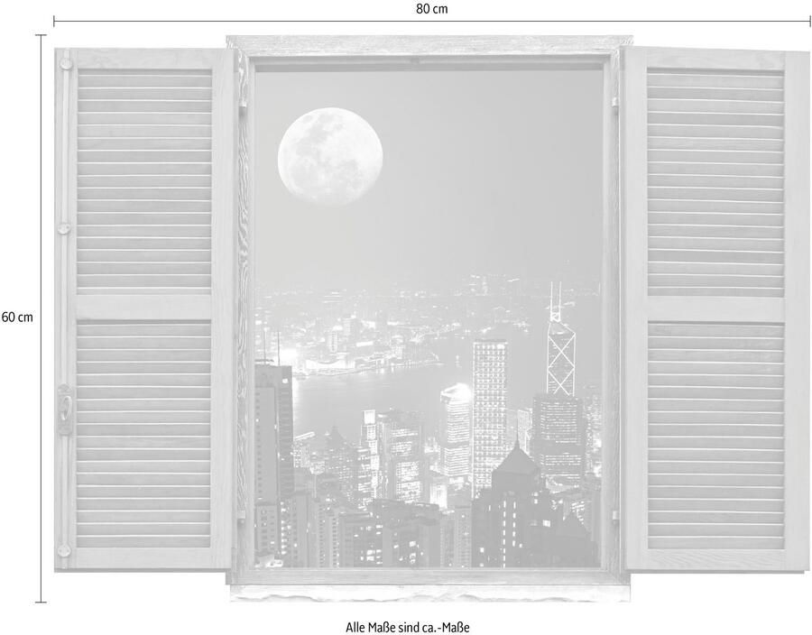Queence Wandfolie Grote stad Muursticker muurdecoratie zelfklevend 3D raam (1 stuk) - Foto 2