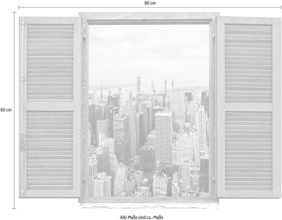 Queence Wandfolie Grote stad Muursticker muurdecoratie zelfklevend 3D raam (1 stuk) - Foto 3