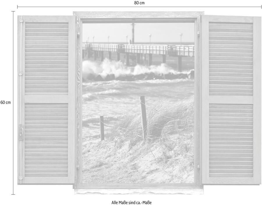 Queence Wandfolie Kust Muursticker muurdecoratie zelfklevend 3D raam (1 stuk) - Foto 2