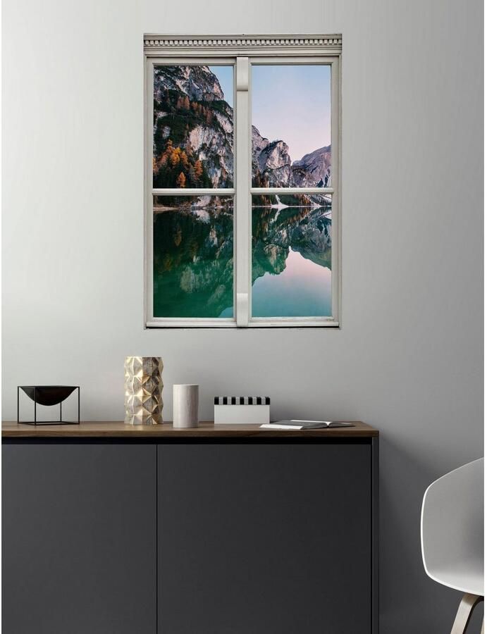 Queence Wandfolie Meer Muursticker muurdecoratie zelfklevend 3D raam