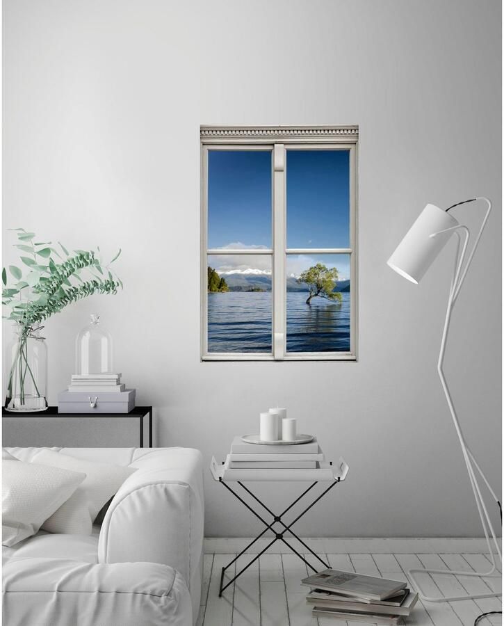 Queence Wandfolie Meer Muursticker muurdecoratie zelfklevend 3D raam