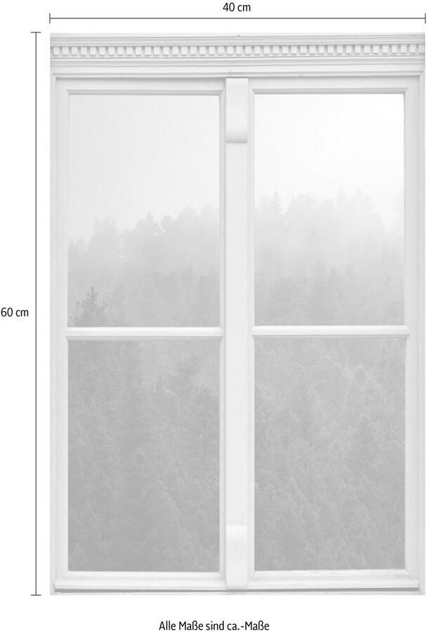 Queence Wandfolie Nevelig bos Muursticker muurdecoratie zelfklevend 3D raam - Foto 2