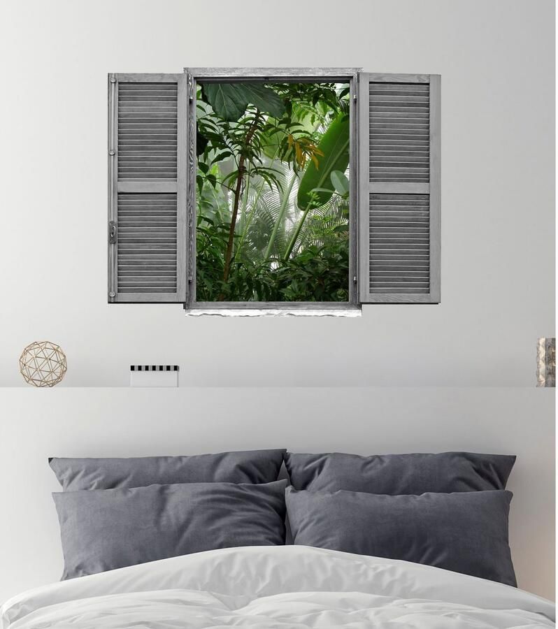 Queence Wandfolie Oerwoud Muursticker muurdecoratie zelfklevend 3D raam (1 stuk)