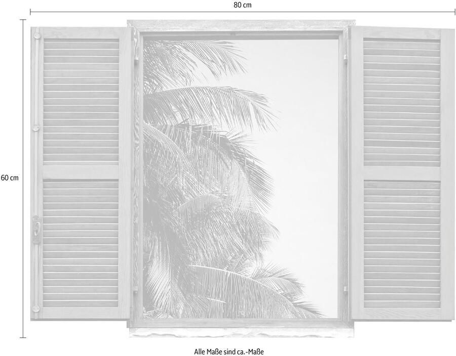 Queence Wandfolie Palmbladeren Muursticker muurdecoratie zelfklevend 3D raam (1 stuk) - Foto 3