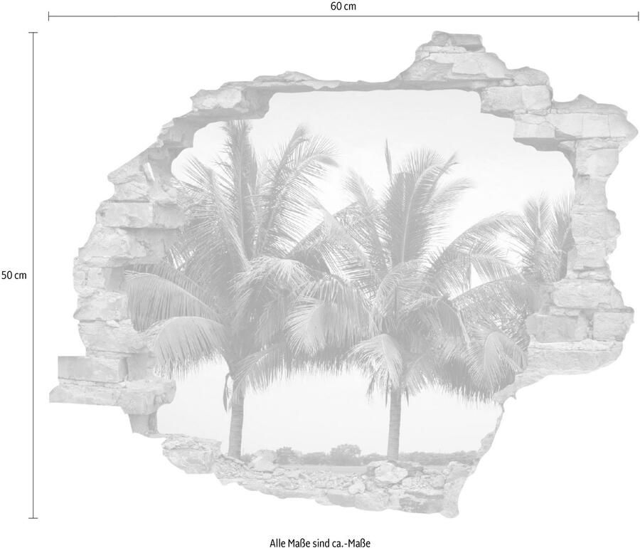 Queence Wandfolie Palmen Muursticker muurdecoratie zelfklevend 3D muurdurchbraak (1 stuk)