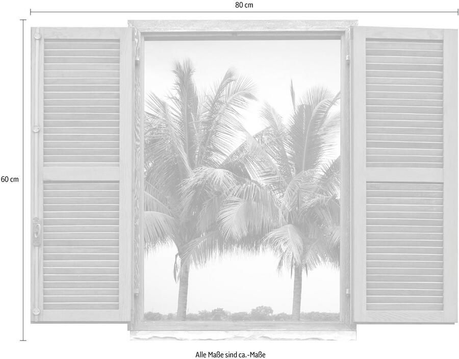 Queence Wandfolie Palmen Muursticker muurdecoratie zelfklevend 3D raam (1 stuk) - Foto 2