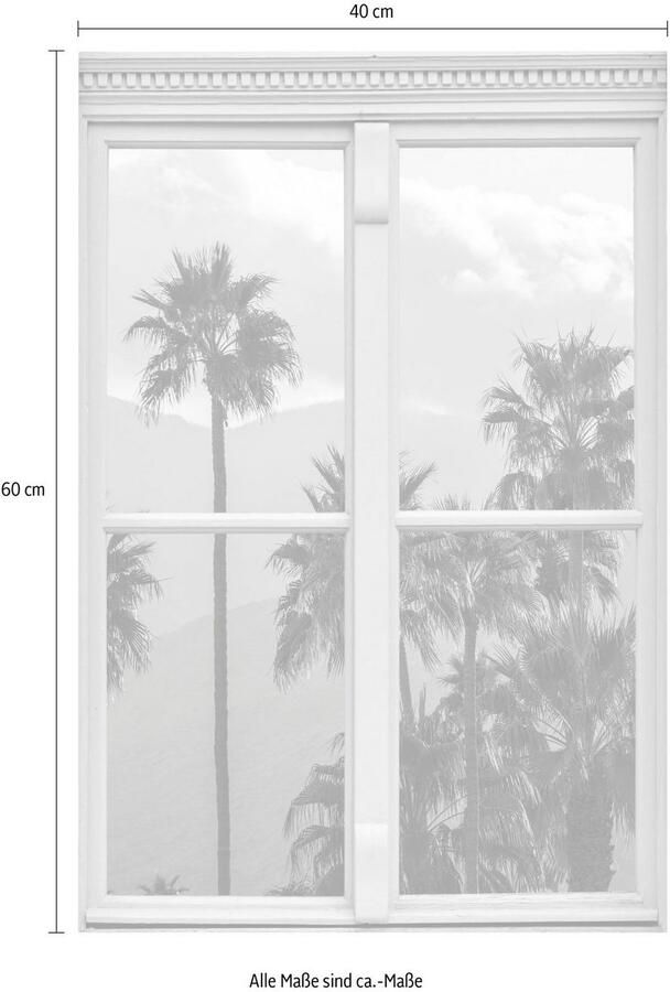 Queence Wandfolie Palmen Muursticker muurdecoratie zelfklevend 3D raam - Foto 2