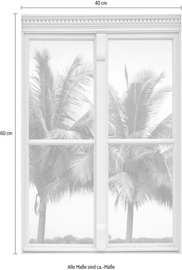 Queence Wandfolie Palmen Muursticker muurdecoratie zelfklevend 3D raam - Foto 2