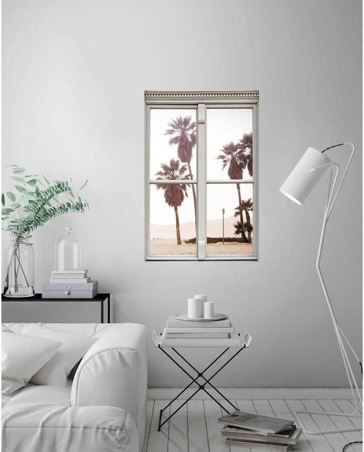 Queence Wandfolie Palmen Muursticker muurdecoratie zelfklevend 3D raam