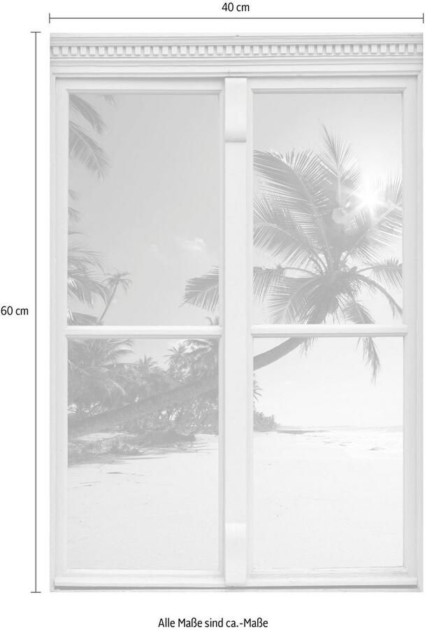 Queence Wandfolie Palmenstrand Muursticker muurdecoratie zelfklevend 3D raam - Foto 2