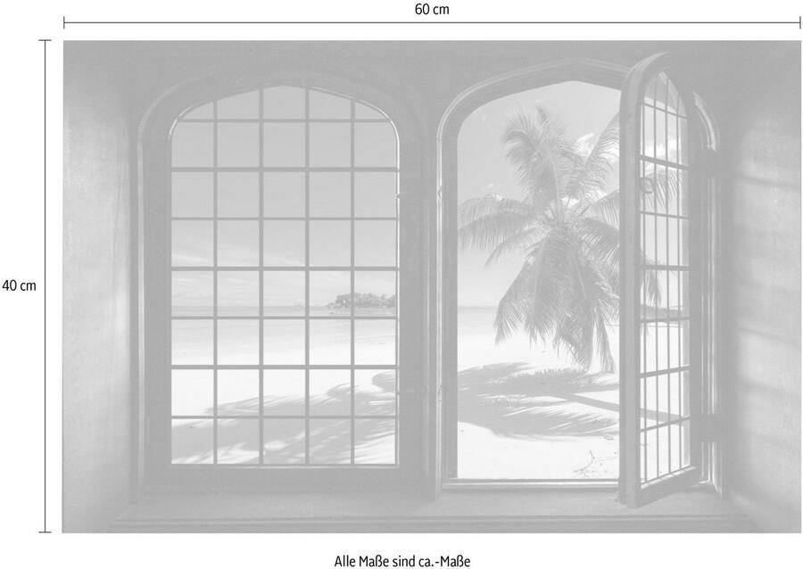 Queence Wandfolie Palmenstrand Muursticker muurdecoratie zelfklevend 3D raam