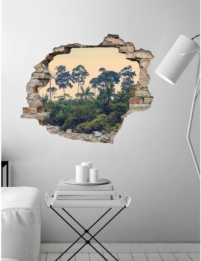 Queence Wandfolie Regenwoud Muursticker muurdecoratie zelfklevend 3D muurdurchbraak (1 stuk) - Foto 2