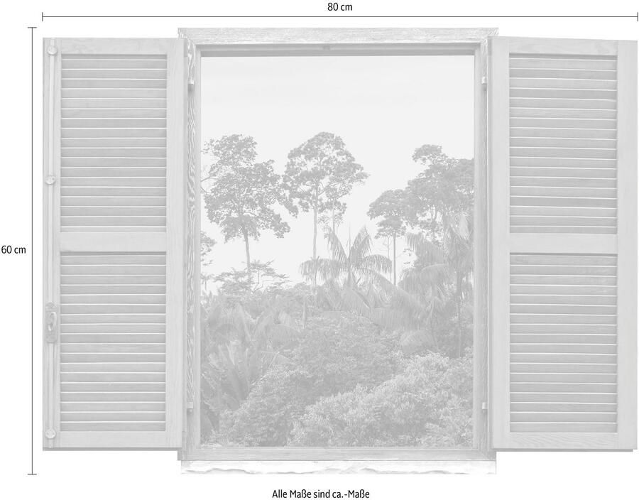 Queence Wandfolie Regenwoud Muursticker muurdecoratie zelfklevend 3D raam (1 stuk) - Foto 2