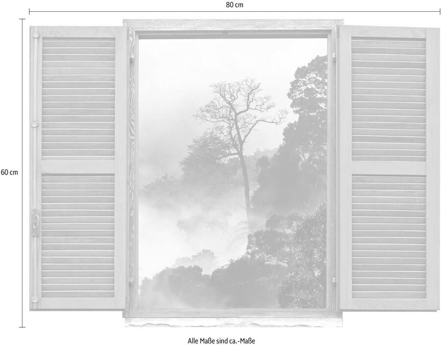 Queence Wandfolie Regenwoud Muursticker muurdecoratie zelfklevend 3D raam (1 stuk) - Foto 2