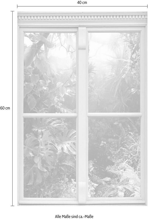 Queence Wandfolie Regenwoud Muursticker muurdecoratie zelfklevend 3D raam - Foto 2