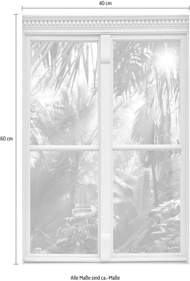 Queence Wandfolie Regenwoud Muursticker muurdecoratie zelfklevend 3D raam - Foto 2