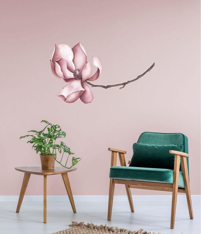 Queence Wandfolie SABRINA Muurdecoratie sticker roze bloem bloei zelfklevend (1 stuk)