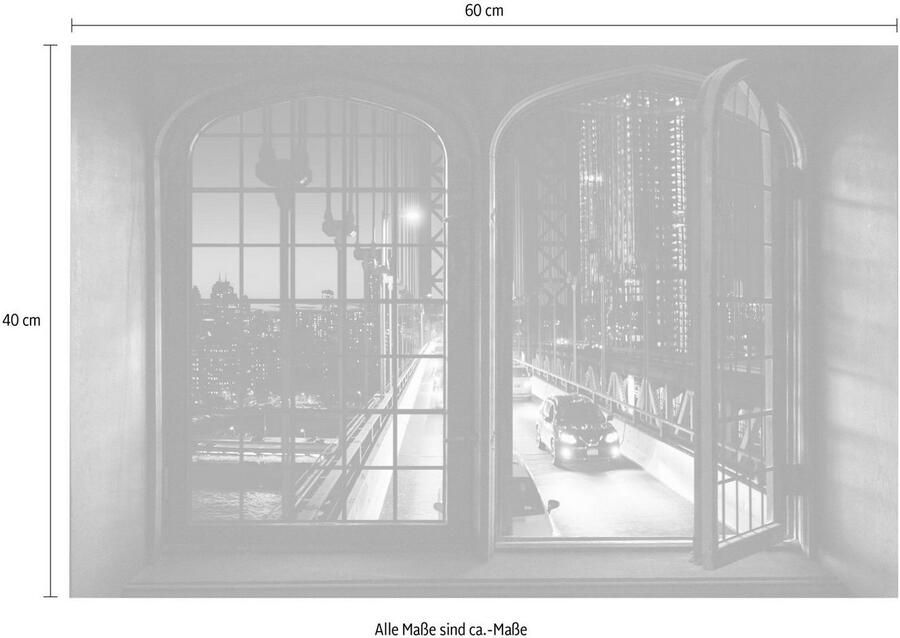 Queence Wandfolie Stad 's nachts Muursticker muurdecoratie zelfklevend 3D raam - Foto 2