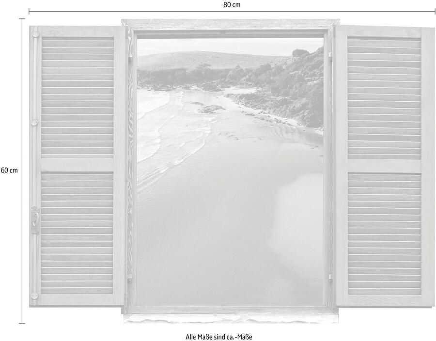 Queence Wandfolie Strand Muursticker muurdecoratie zelfklevend 3D raam (1 stuk)