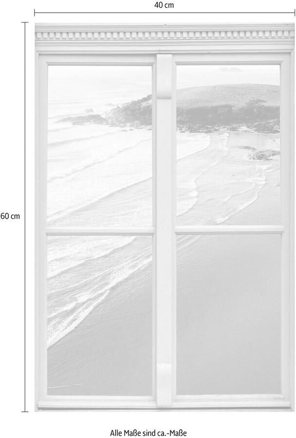 Queence Wandfolie Strand Muursticker muurdecoratie zelfklevend 3D raam