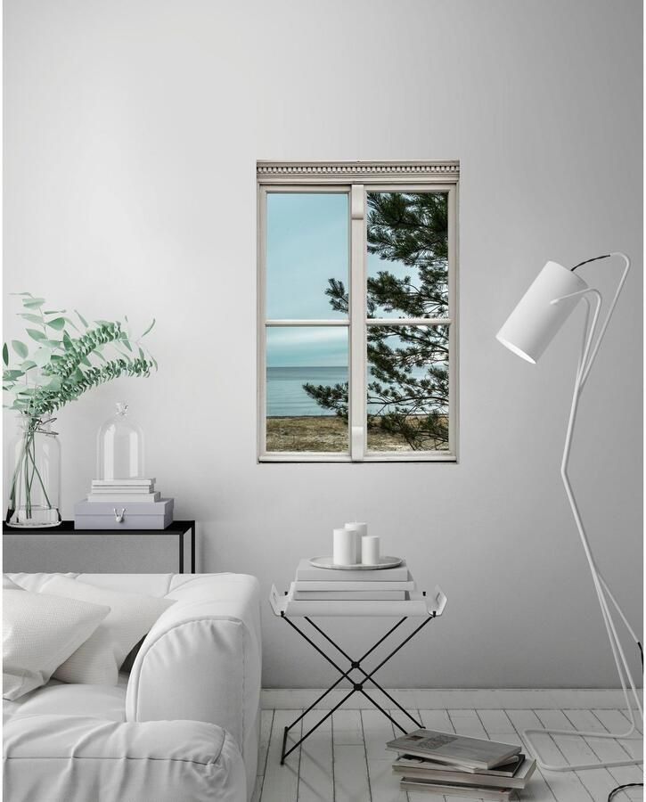 Queence Wandfolie Strand Muursticker muurdecoratie zelfklevend 3D raam