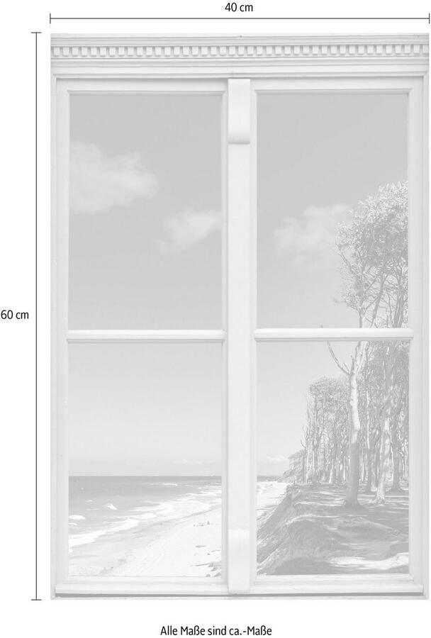 Queence Wandfolie Strand Muursticker muurdecoratie zelfklevend 3D raam - Foto 2