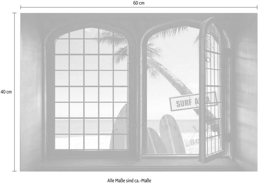 Queence Wandfolie Surf Muursticker muurdecoratie zelfklevend 3D raam