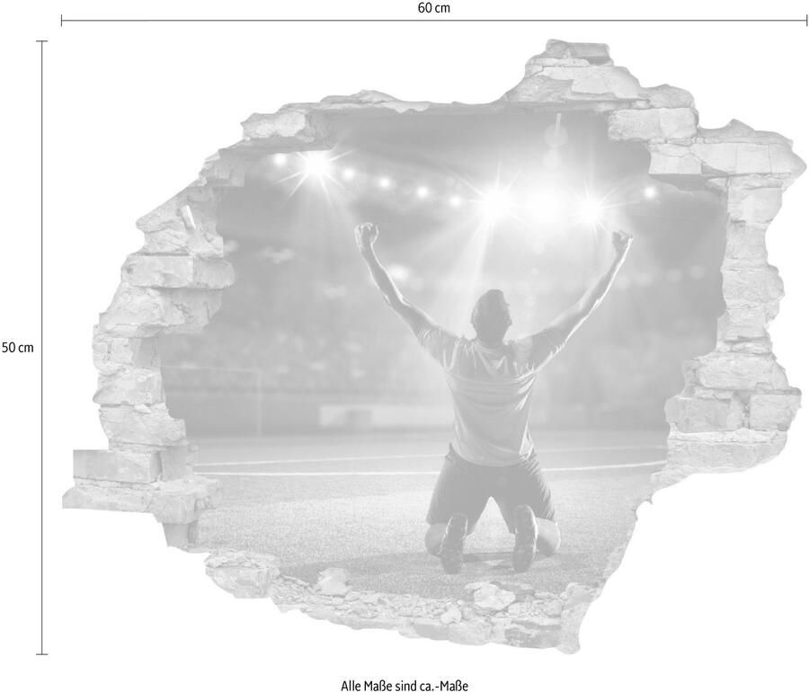 Queence Wandfolie Voetbal doelpuntgejuich Muursticker muurdecoratie zelfklevend 3D muurdurchbraak (1 stuk) - Foto 2