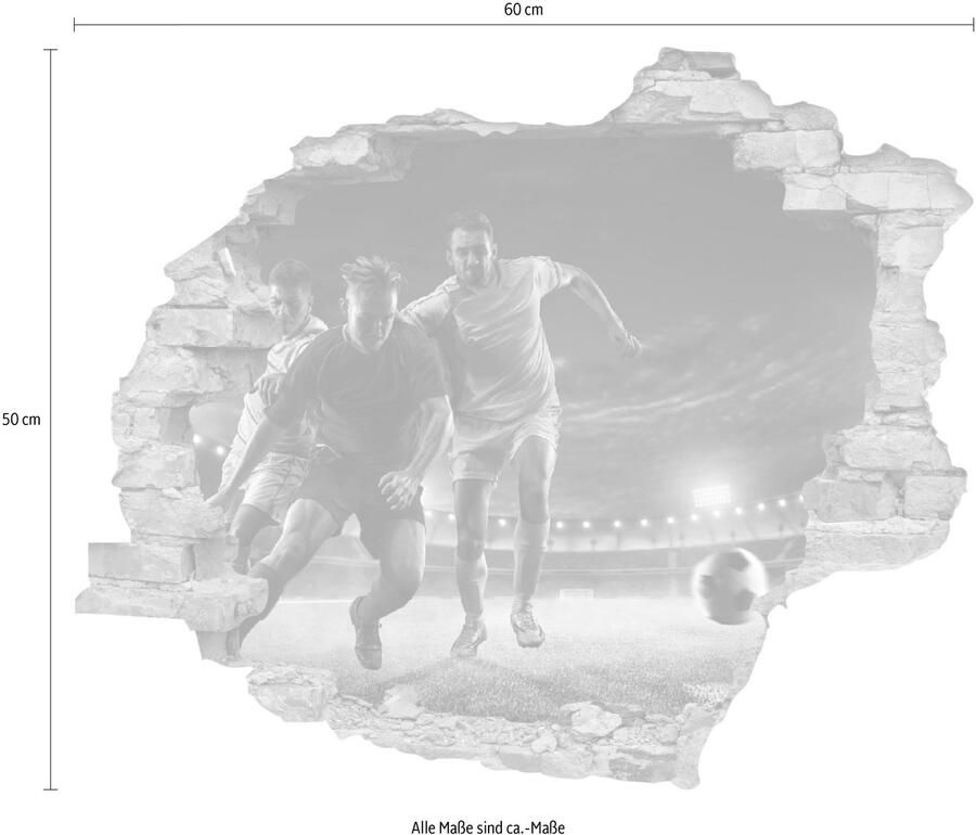 Queence Wandfolie Voetbal duel Muursticker muurdecoratie zelfklevend 3D muurdurchbraak (1 stuk) - Foto 2