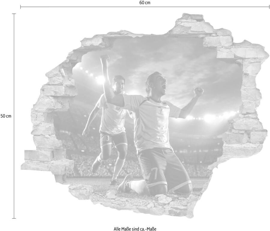 Queence Wandfolie Voetbal gejuich Muursticker muurdecoratie zelfklevend 3D muurdurchbraak (1 stuk) - Foto 2