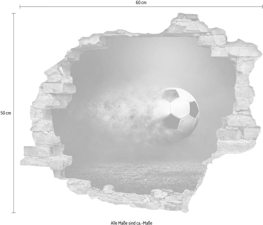 Queence Wandfolie Voetbal Muursticker muurdecoratie zelfklevend 3D muurdurchbraak (1 stuk) - Foto 2