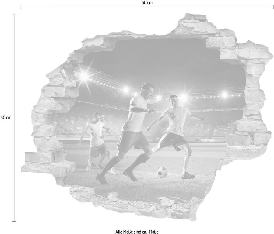 Queence Wandfolie Voetbal Muursticker muurdecoratie zelfklevend 3D muurdurchbraak (1 stuk) - Foto 2