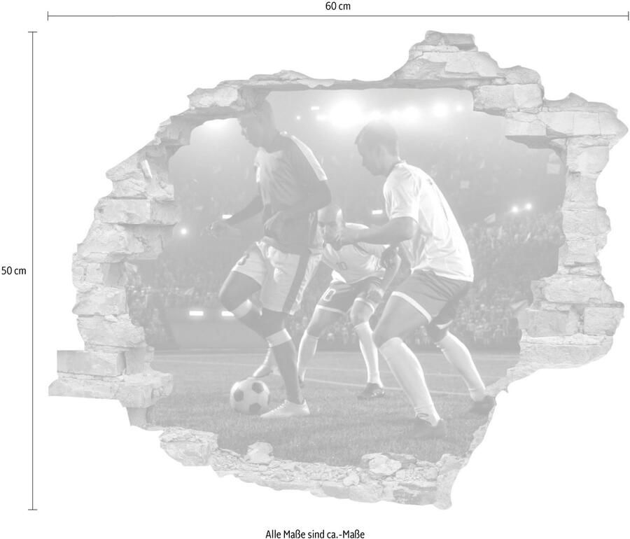 Queence Wandfolie Voetbal Muursticker muurdecoratie zelfklevend 3D muurdurchbraak (1 stuk) - Foto 2