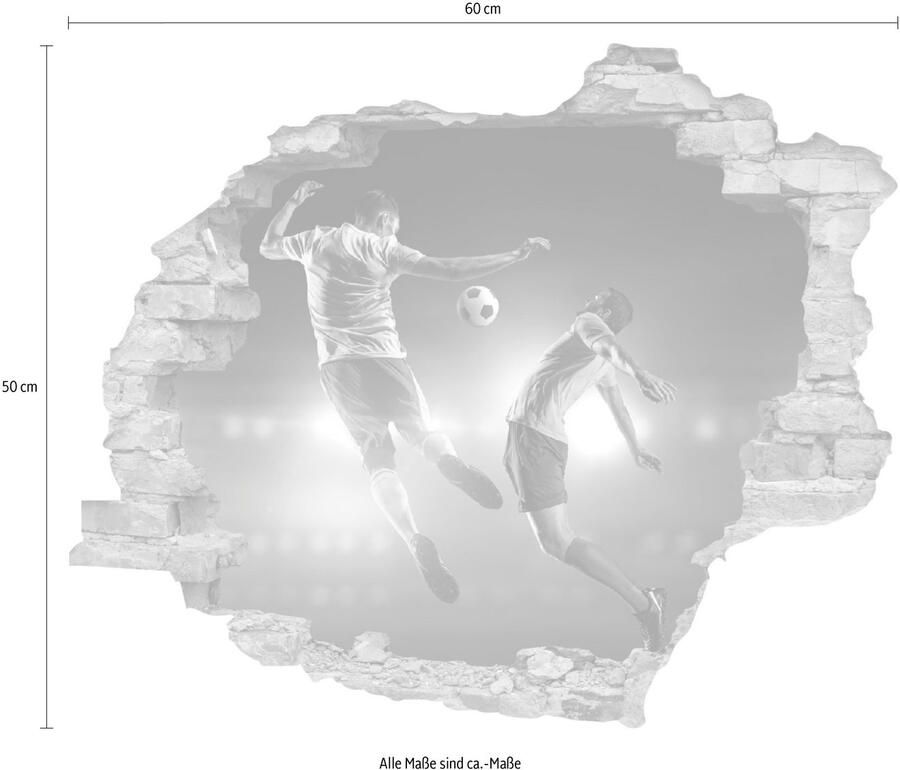 Queence Wandfolie Voetbal Muursticker muurdecoratie zelfklevend 3D muurdurchbraak (1 stuk) - Foto 2