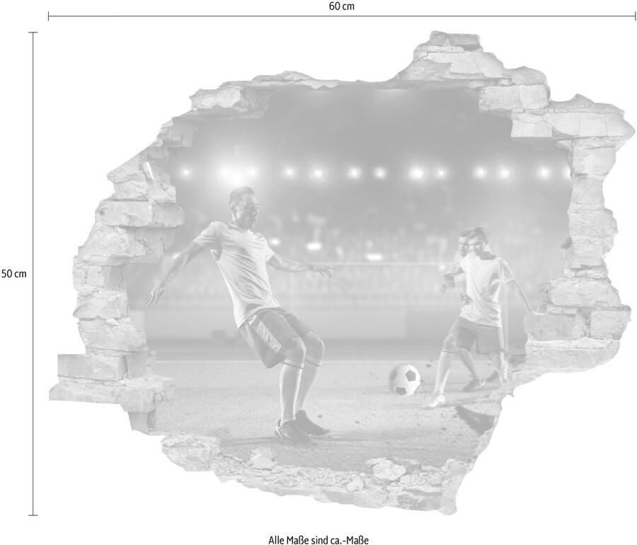 Queence Wandfolie Voetbal Muursticker muurdecoratie zelfklevend 3D muurdurchbraak (1 stuk) - Foto 2