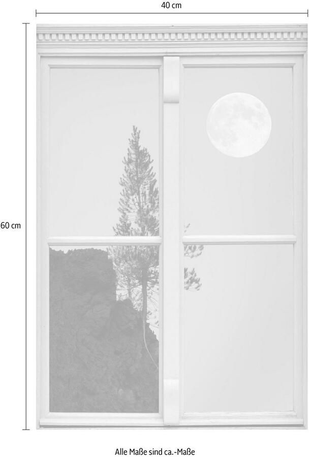 Queence Wandfolie Volle maan Muursticker muurdecoratie zelfklevend 3D raam - Foto 2