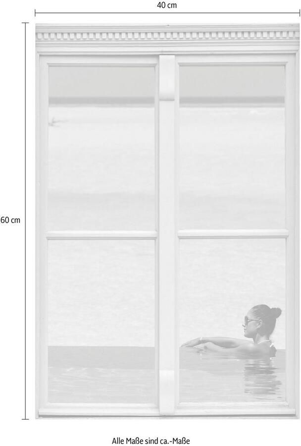 Queence Wandfolie Vrouw in zwembad Muursticker muurdecoratie zelfklevend 3D raam - Foto 2