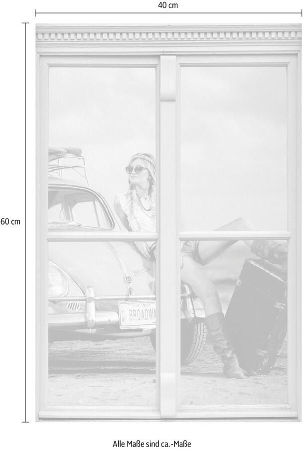 Queence Wandfolie Vrouw Muursticker muurdecoratie zelfklevend 3D raam - Foto 2