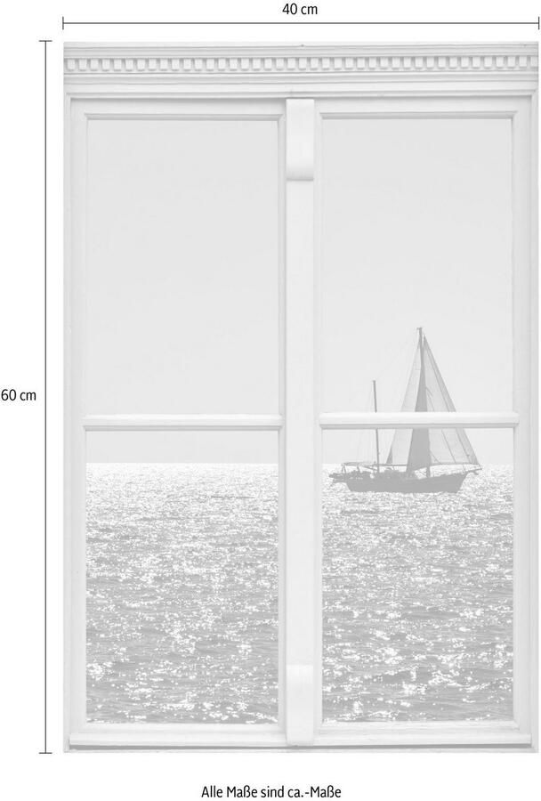 Queence Wandfolie Zeilboot Muursticker muurdecoratie zelfklevend 3D raam - Foto 2