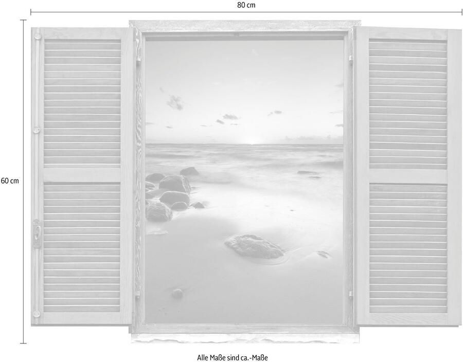 Queence Wandfolie Zonsondergang Muursticker muurdecoratie zelfklevend 3D raam (1 stuk) - Foto 1