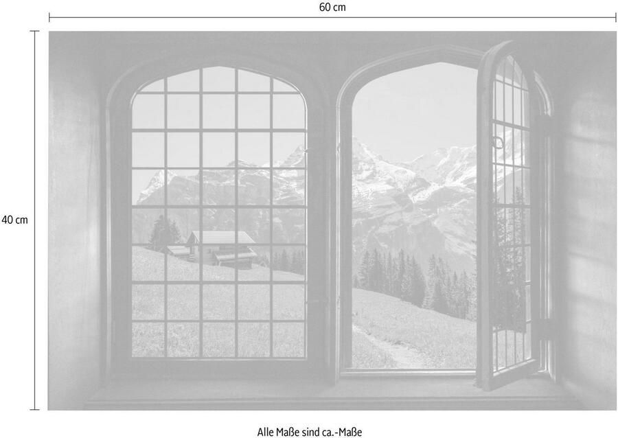 Queence Wandfolie Zuid-Tirol Muursticker muurdecoratie zelfklevend 3D raam