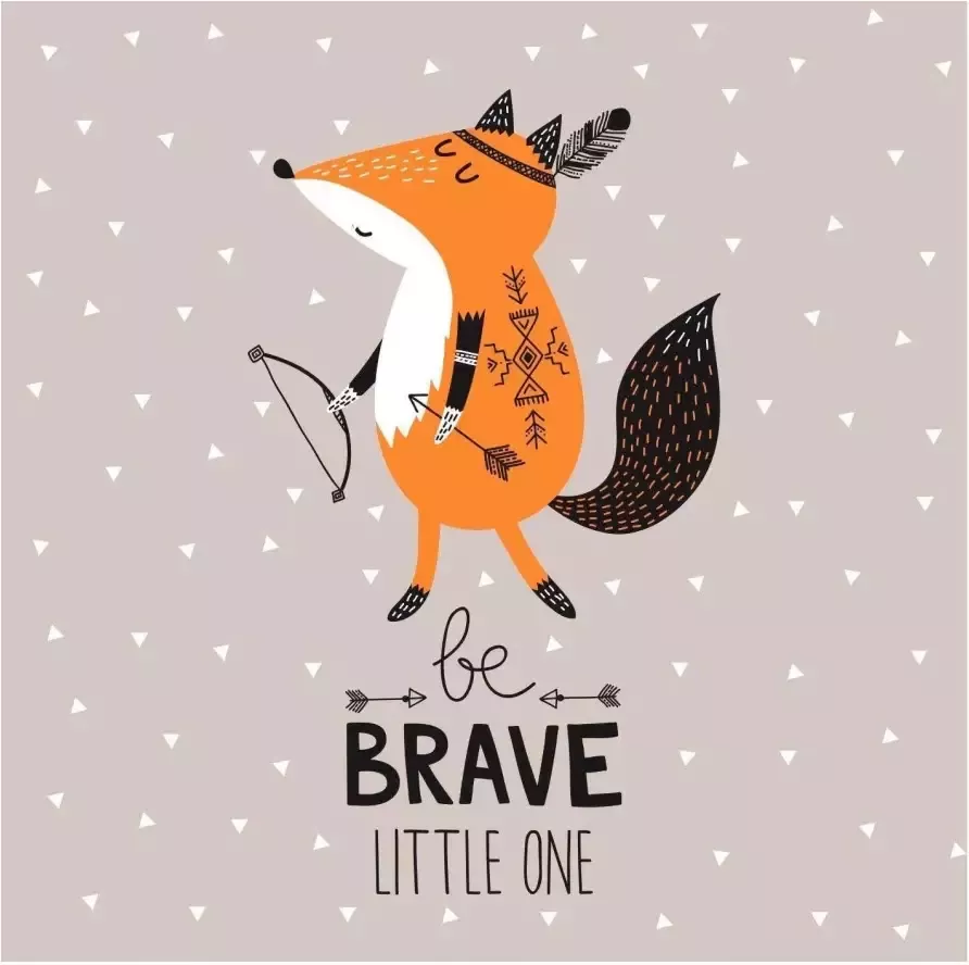Queence Sierkussen Be Brave met kleine vos kussenovertrek zonder vulling(1 stuk) - Foto 4