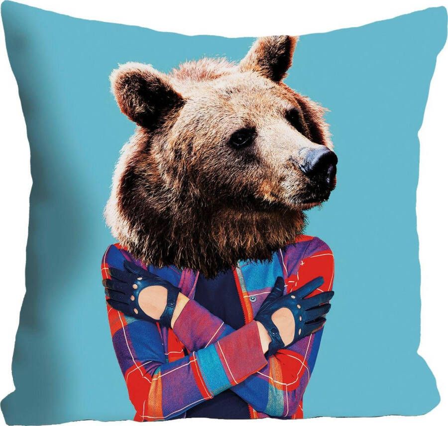 Queence Sierkussen Beer met zijdeachtige glans kussenovertrek zonder vulling(1 stuk) - Foto 5