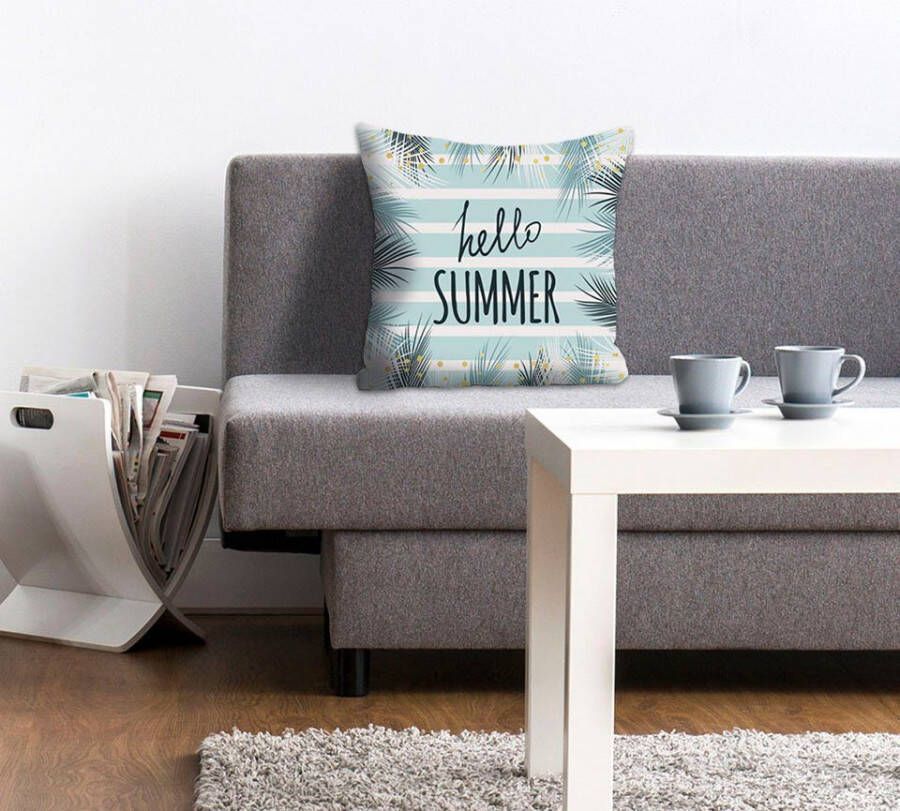 Queence Sierkussen Hello Summer Kussenhoes Hello Summer spreuk zomer zon strand fris vakantie (1 stuk) - Foto 3