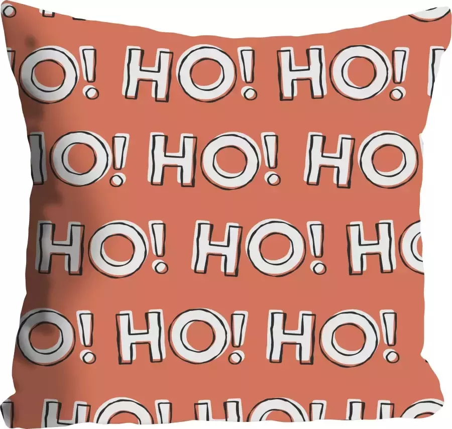 Queence Sierkussen HO! Kussenhoes Ho kerst feestelijk rood wit uitspraak (1 stuk) - Foto 2