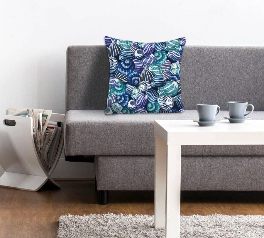 Queence Sierkussen Jenny Kussenhoes schelpen maritiem strand zomer decoratiekussen nautisch natuur (1 stuk) - Foto 3